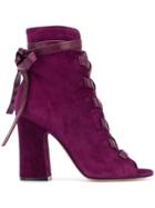 Gianvito Rossi Lace-up Block Heel Sandals - Pink & Purple