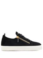 Giuseppe Zanotti Frankie Snake-effect Velvet Sneakers - Black