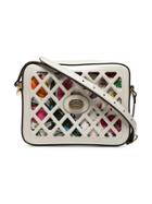 Gucci White Small Cutout Floral Print Leather Shoulder Bag