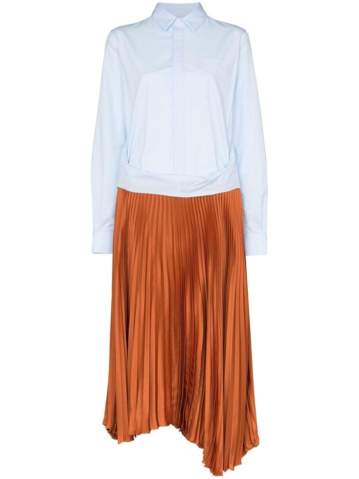 Plan C Two-in-one Shirt Dress - Blue