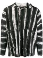 Homme Plissé Issey Miyake Pleated Stripe Hoodie - Black