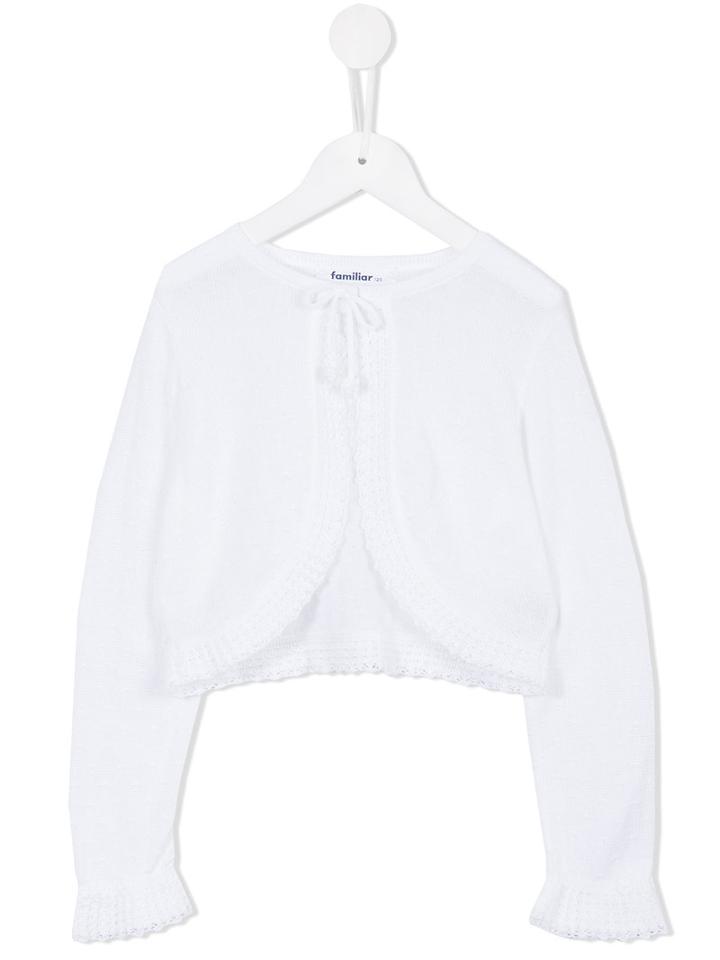 Familiar Lace-up Cardigan, Girl's, Size: 7 Yrs, White