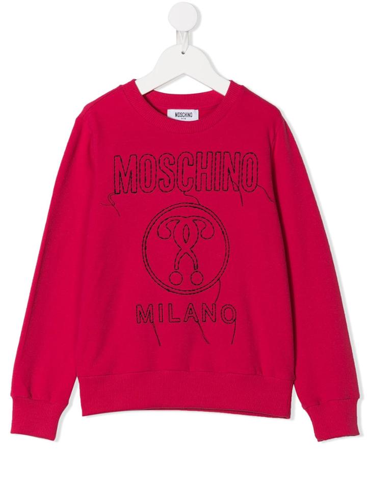 Moschino Kids Teen Stitch Logo Sweatshirt - Red