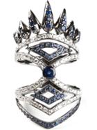 Nikos Koulis Diamond And Sapphire Pavé Ring, Women's, Size: 55, Metallic