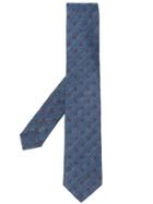 Barba Embroidered Denim Tie - Blue