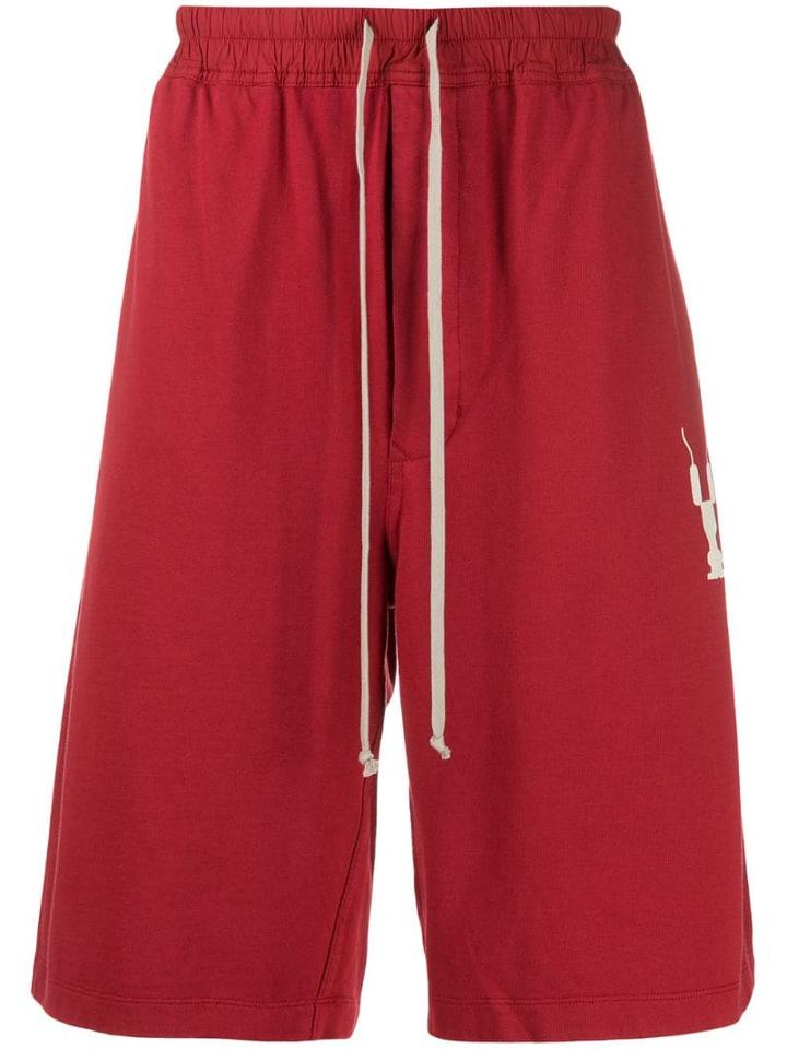 Rick Owens Drkshdw Drawstring Logo Print Shorts - Red