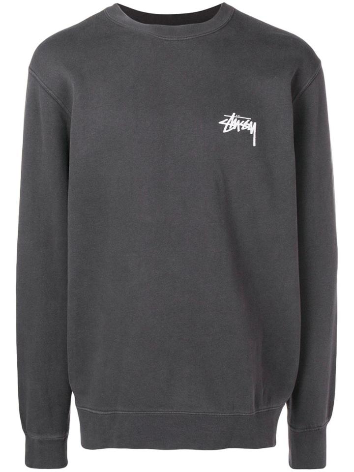 Stussy Back Logo Print Hoodie - Black
