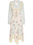 By Timo Floral Drawstring Front Crepe Dress - White