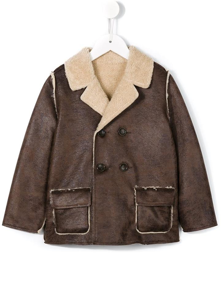 Babe And Tess Reversible Faux Shearling Coat, Boy's, Size: 10 Yrs, Brown
