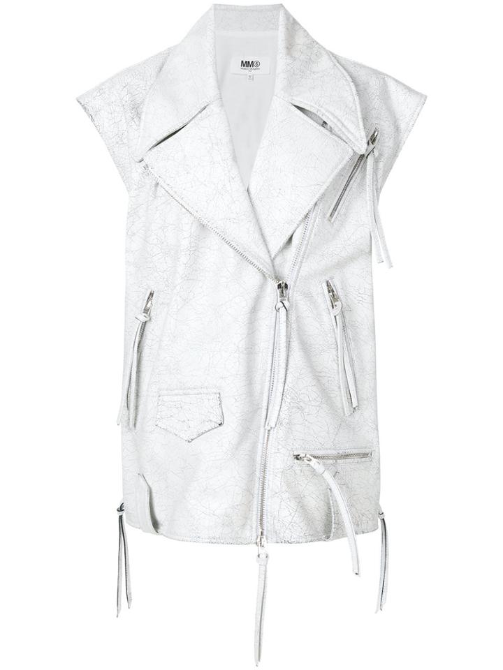 Mm6 Maison Margiela Sleeveless Biker Jacket - White