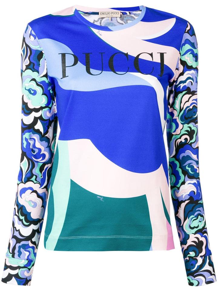 Emilio Pucci Printed Sweatshirt With Logo - Blue