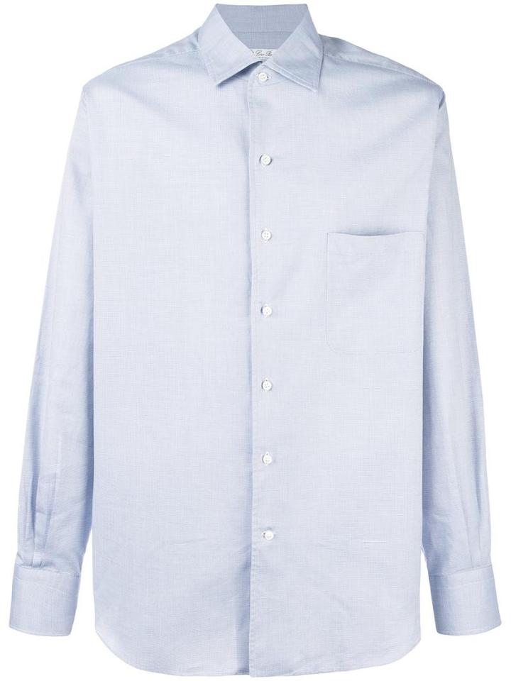 Loro Piana Micro-print Shirt, Men's, Size: Medium, Blue, Cotton