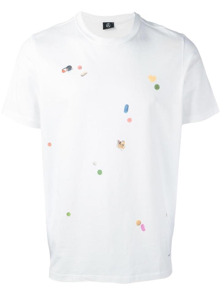 Ps By Paul Smith Pill Print T-shirt, Men's, Size: Large, White, Cotton