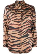 Liu Jo Tiger-print Slim Shirt - Brown