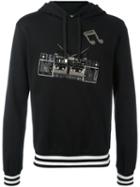 Dolce & Gabbana Boombox Patch Hoodie, Men's, Size: 46, Black, Cotton/polyester/acetate