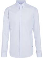 Burberry Slim Fit Striped Cotton Poplin Shirt - Blue