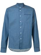 F.s.z - Mandarin Collar Shirt - Men - Silk/cotton - M, Blue, Silk/cotton