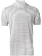 Brunello Cucinelli Insert Collar Striped T-shirt, Men's, Size: S, Grey, Cotton