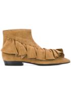 Jw Anderson Ruffle Trim Ankle Boots - Brown