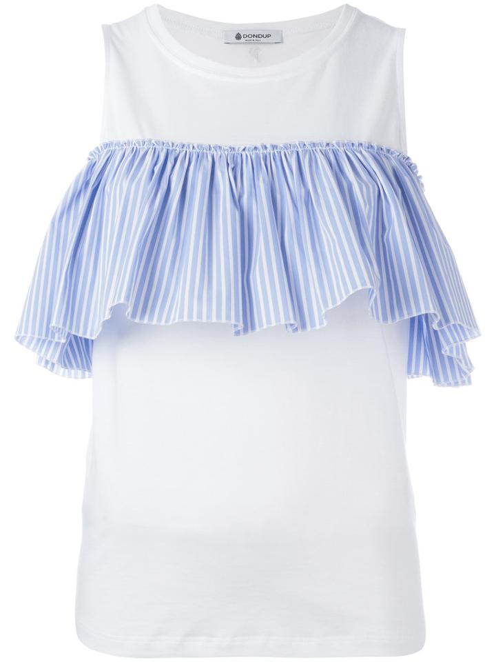 Dondup Pleated Trim Top, Women's, Size: Xs, White, Cotton