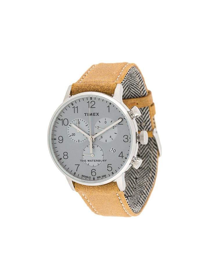 Timex Waterbury Classic Chronograph 40mm Leather Strap Watch -