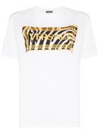 Versace 90's Vintage Logo Zebra Print T-shirt - White
