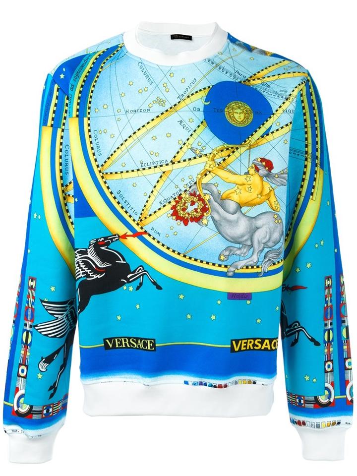 Versace 'horoscope' Sweatshirt, Men's, Size: Large, Blue, Cotton