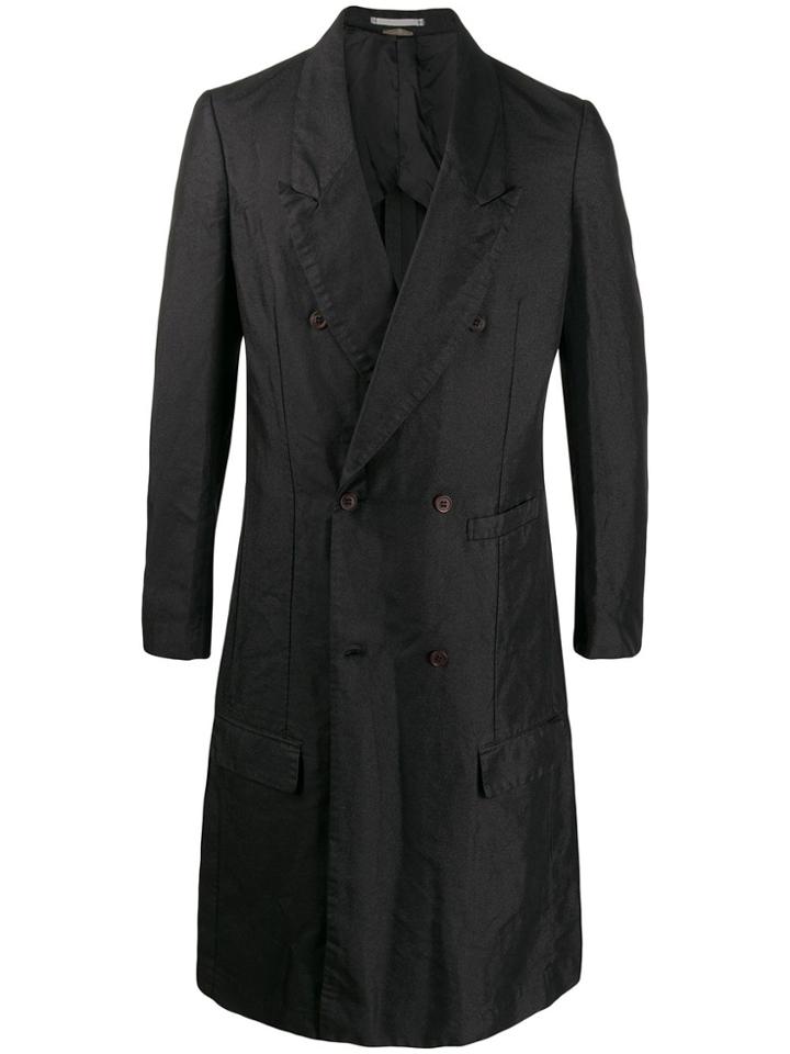 Comme Des Garçons Homme Plus Double-breasted Long Coat - Black