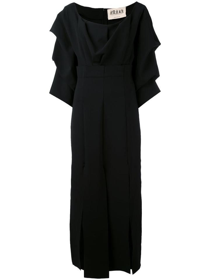 A.w.a.k.e. - Draped Sleeves Dress - Women - Cotton/nylon/spandex/elastane - 38, Black, Cotton/nylon/spandex/elastane