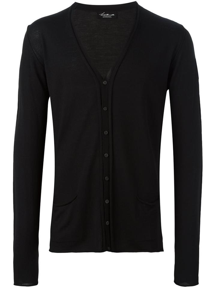Isabel Benenato V-neck Cardigan, Men's, Size: Medium, Black, Virgin Wool