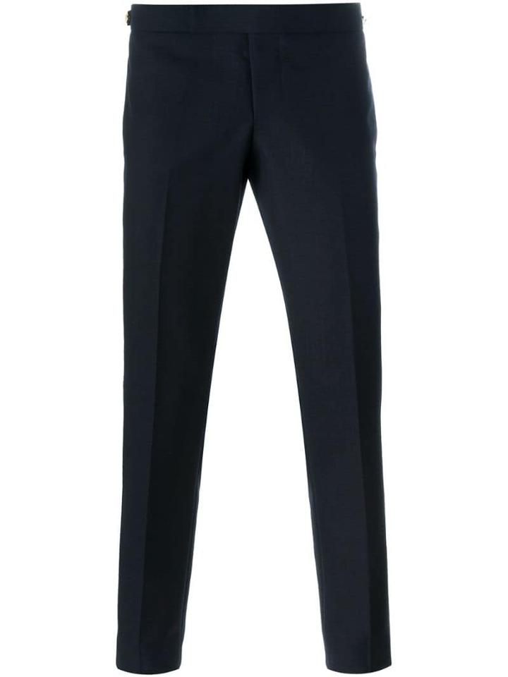 Thom Browne Low Rise Skinny Side Tab Trouser In 2 Ply Fresco - Blue