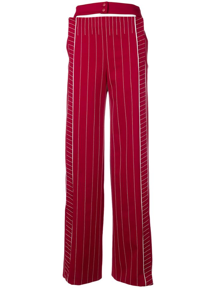 Valentino Contrast Stitch Belt Detail Trousers - Red
