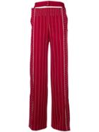 Valentino Contrast Stitch Belt Detail Trousers - Red