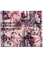 Burberry Floral Checked Scarf, Women's, Nude/neutrals, Wool/silk