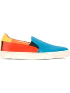 Paul Smith Colour Block Slip-on Sneakers, Men's, Size: 6, Blue, Leather/rubber