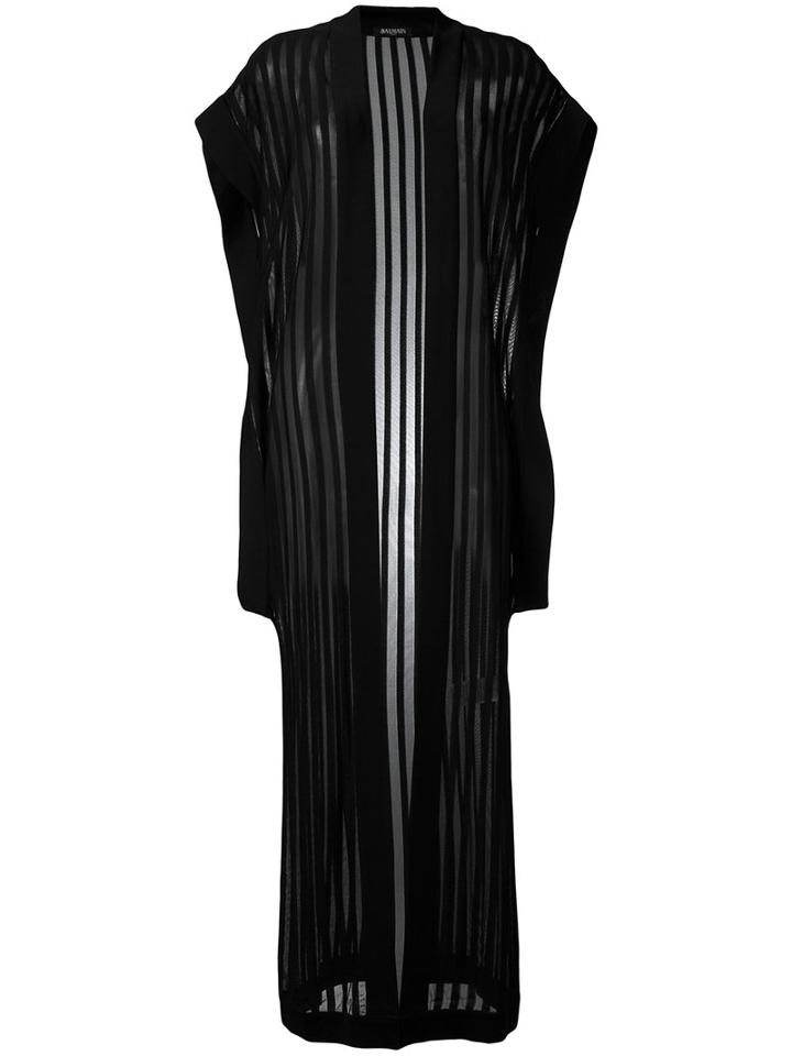 Balmain - Striped Stretch-knit Cardigan - Women - Polyamide/spandex/elastane/viscose - 42, Black, Polyamide/spandex/elastane/viscose