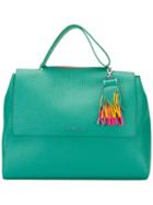 Orciani Fringed Detail Tote, Women's, Green, Leather