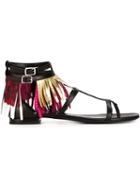 Saint Laurent Nu Pied Flat Sandals, Women's, Size: 41, Black, Goat Skin/leather