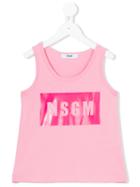 Msgm Kids - Logo Print Tank Top - Kids - Cotton - 12 Yrs, Pink/purple