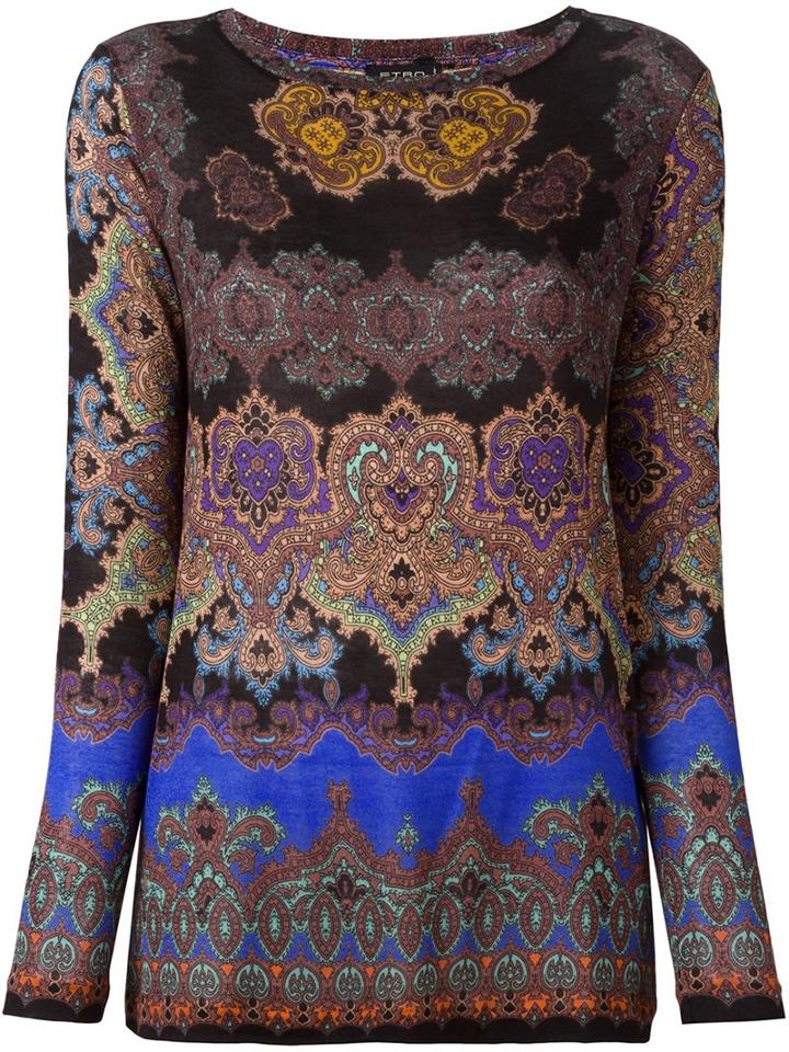 Etro Paisley Print Jumper, Women's, Size: 42, Spandex/elastane/viscose