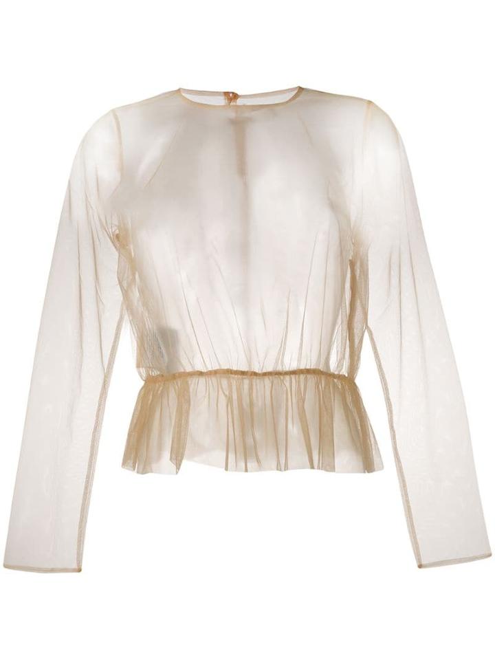 Comme Des Garçons Noir Kei Ninomiya Tulle Peplum Blouse - Neutrals