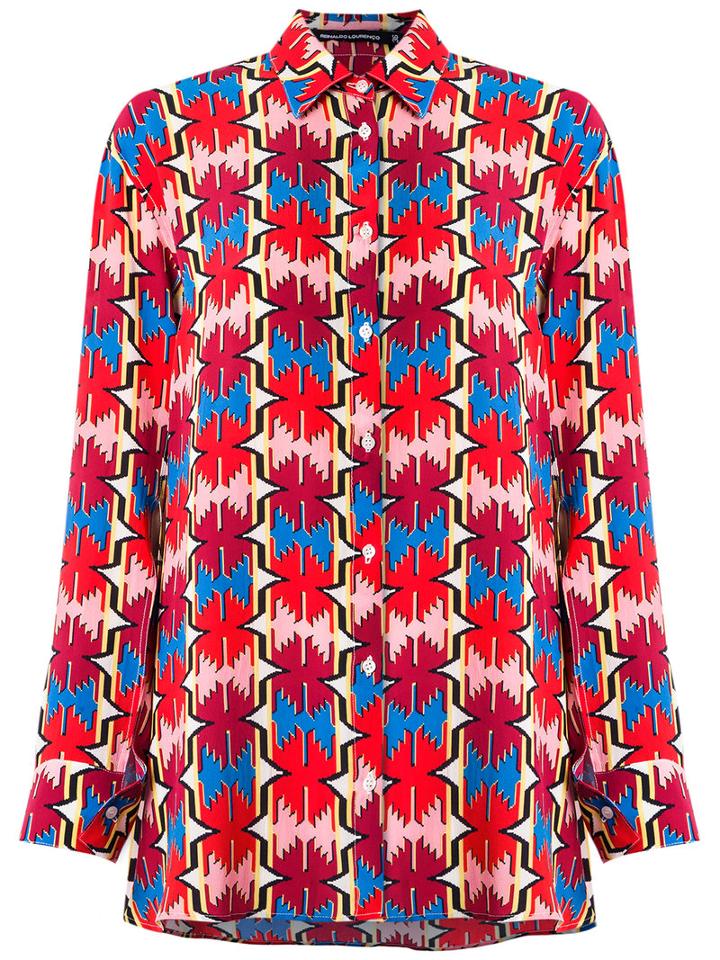 Reinaldo Lourenço - All-over Print Shirt - Women - Silk - 40, Blue, Silk