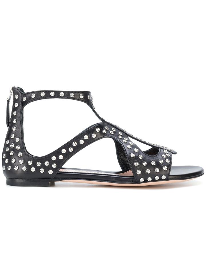 Alexander Mcqueen Studded Open Toe Sandals - Black