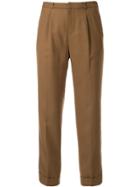 Loveless High-waisted Cropped Trousers - Brown