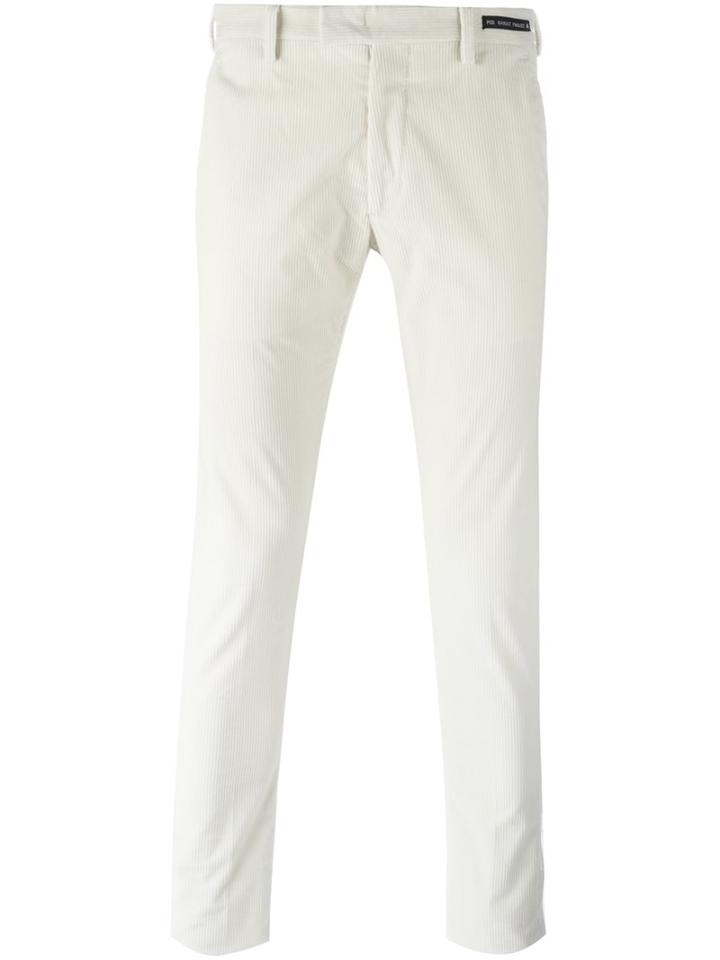 Pt01 Skinny Fit Cord Trousers, Men's, Size: 50, White, Cotton/spandex/elastane