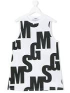 Msgm Kids Logo Print Top - White