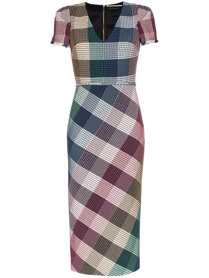 Roland Mouret Chaney Stretch Check Print Fitted Dress - Multicoloured