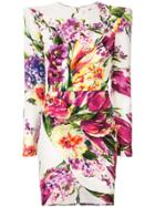 Alex Perry Anais Floral Print Mini Dress - White