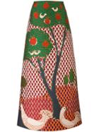 Red Valentino Embroidered Tree Maxi Skirt, Women's, Size: 40, Polyester
