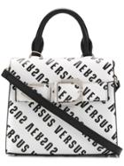 Versus Logo Printed Buckle Trimmed Clutch - White